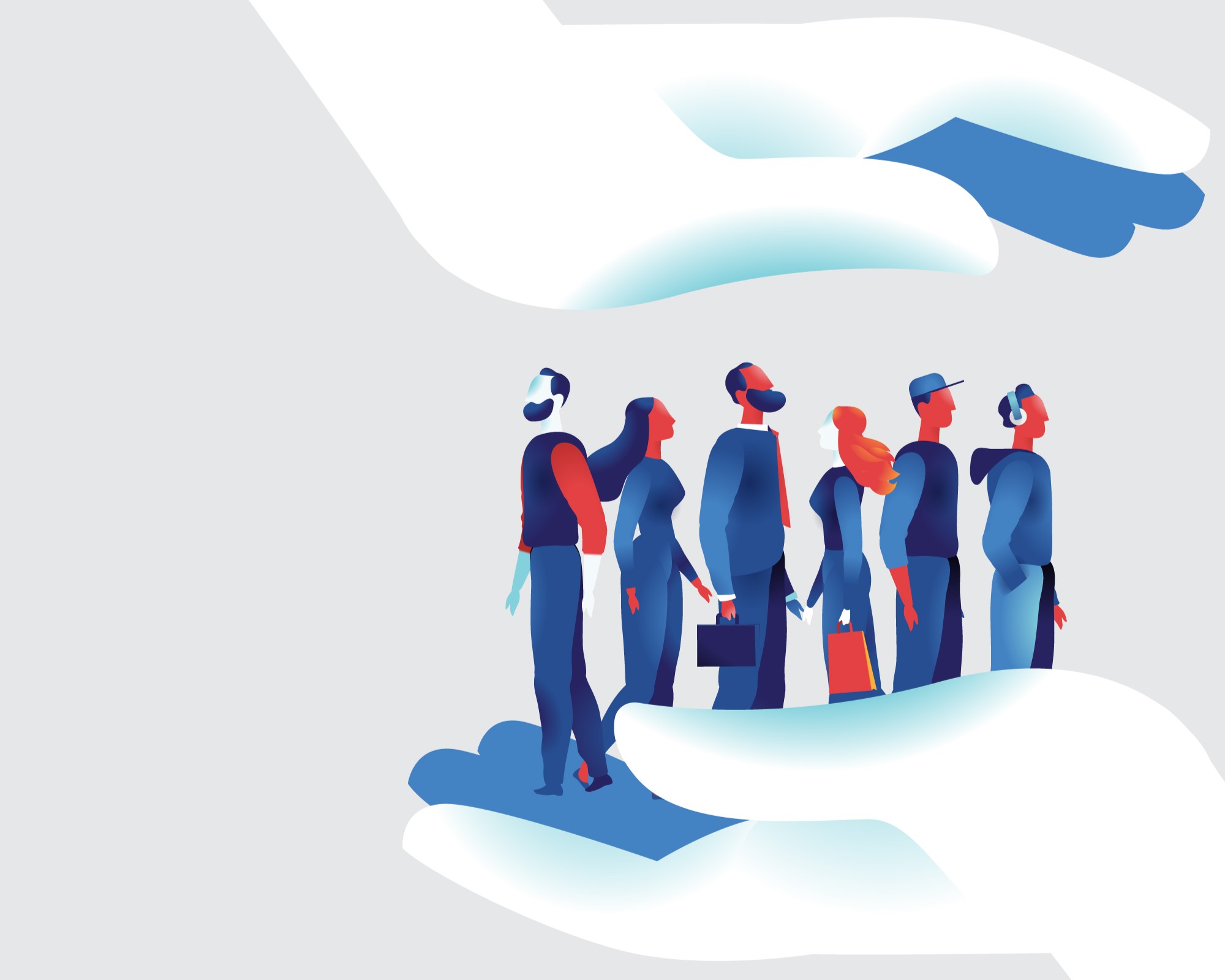 persone protette da due mani, piattaforma welfare dirigenti terziario