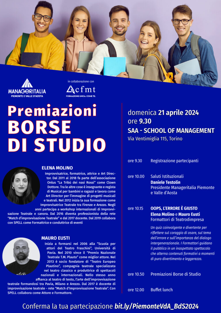 Manageritalia Piemonte - premiazioni borse di studio 2024