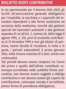 riscatto vuoti contributivi