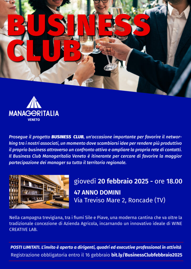 locandina con testo e immagine evento business club