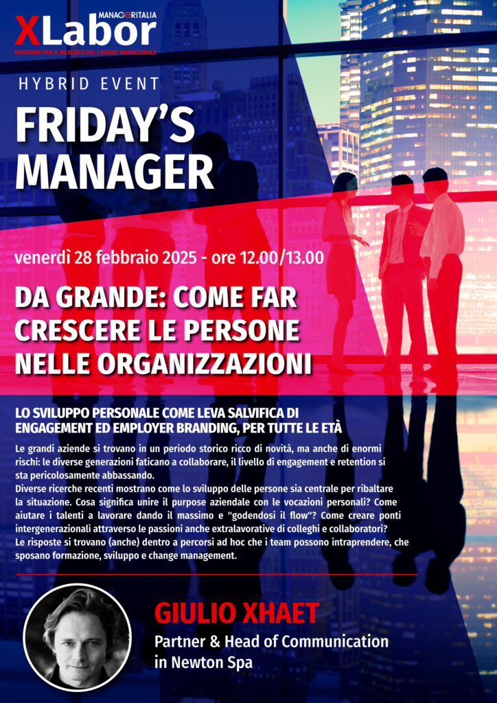 testo con immagine evento Friday's Manager XLabor Manageritalia 28022025