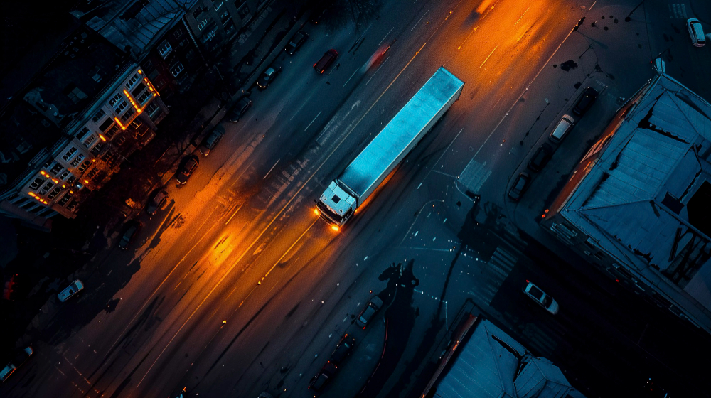 trasporto camion col buio